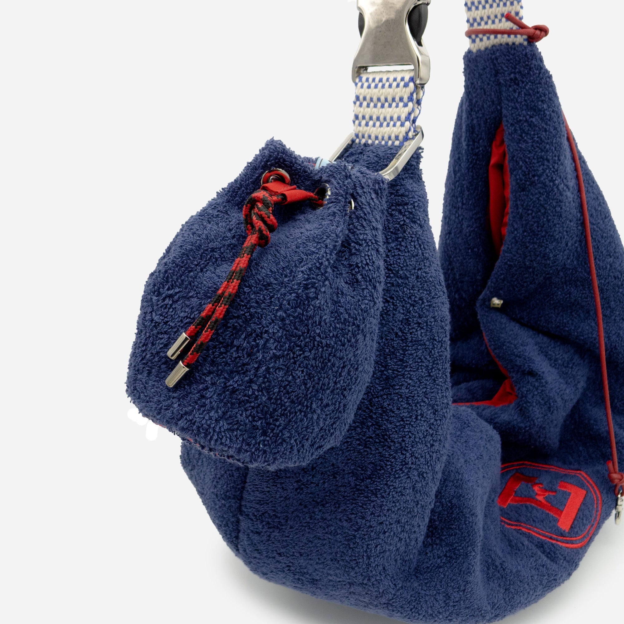 Navy Pouch: Luxury Dog Sling | Navy Blue Terrycloth & Water-Repellent Lining