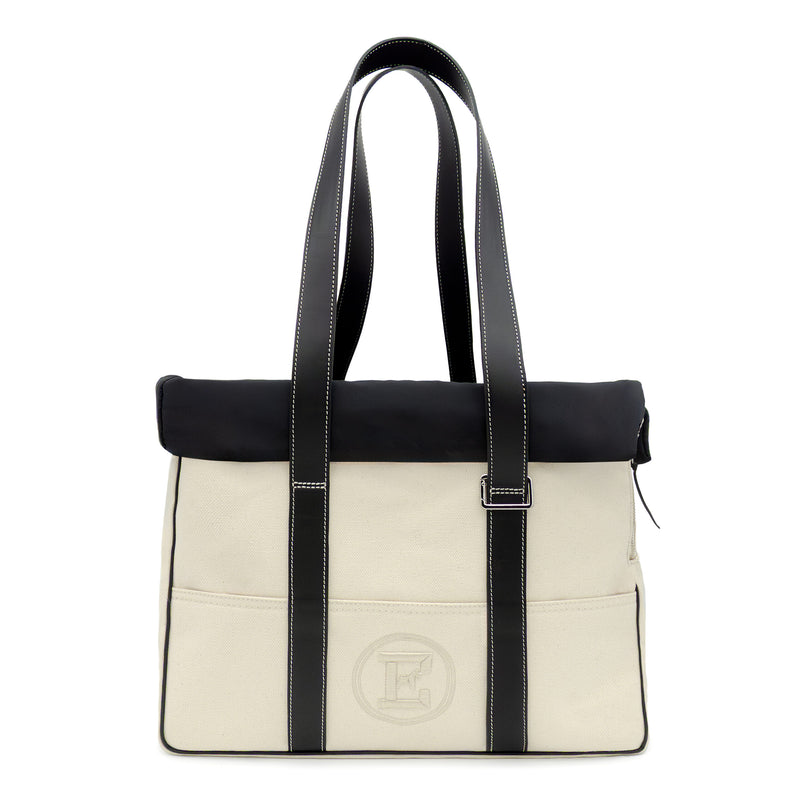 Emma Firenze: Natural Canvas & Black Leather Dog Carrier