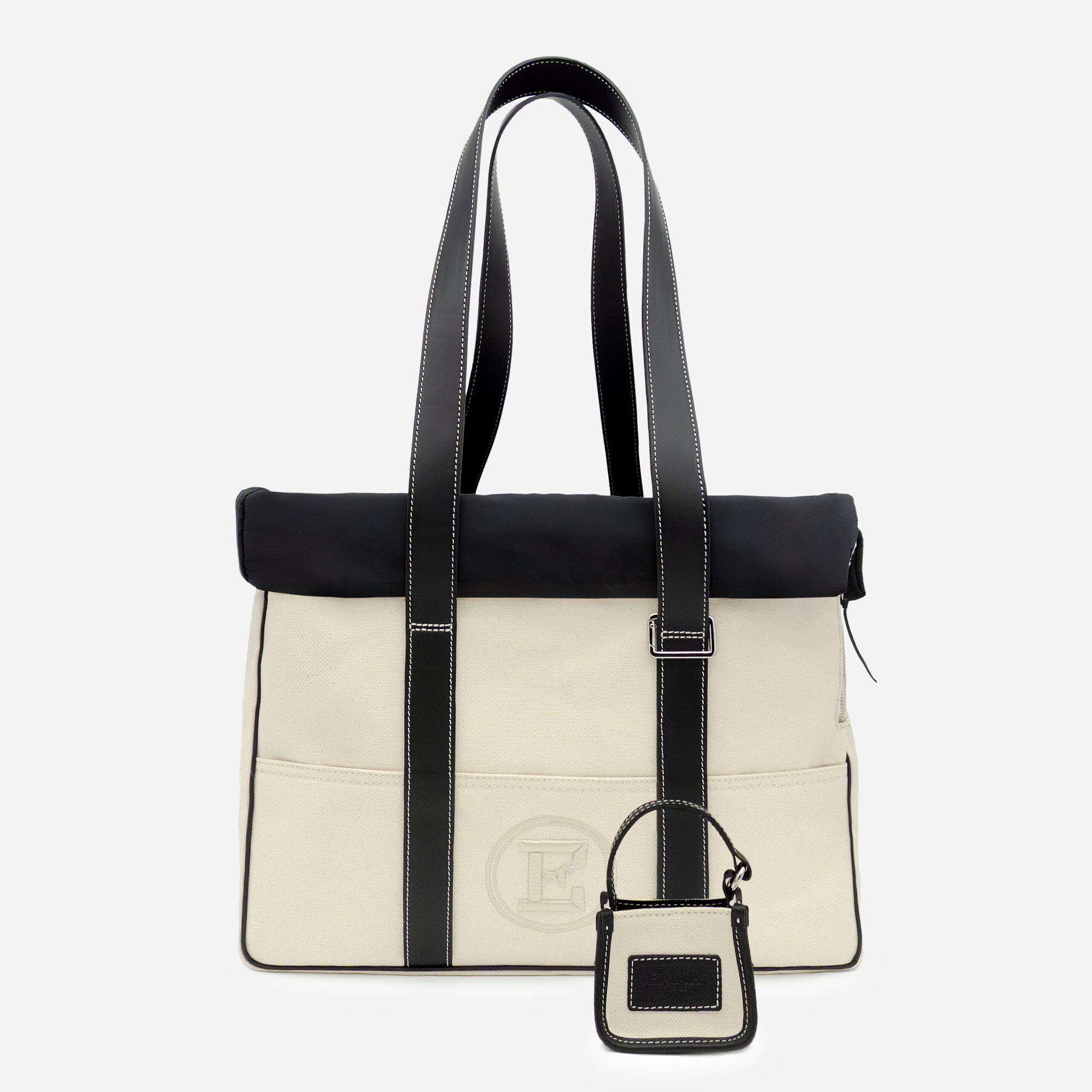 Emma Firenze: Natural Canvas & Black Leather Dog Carrier