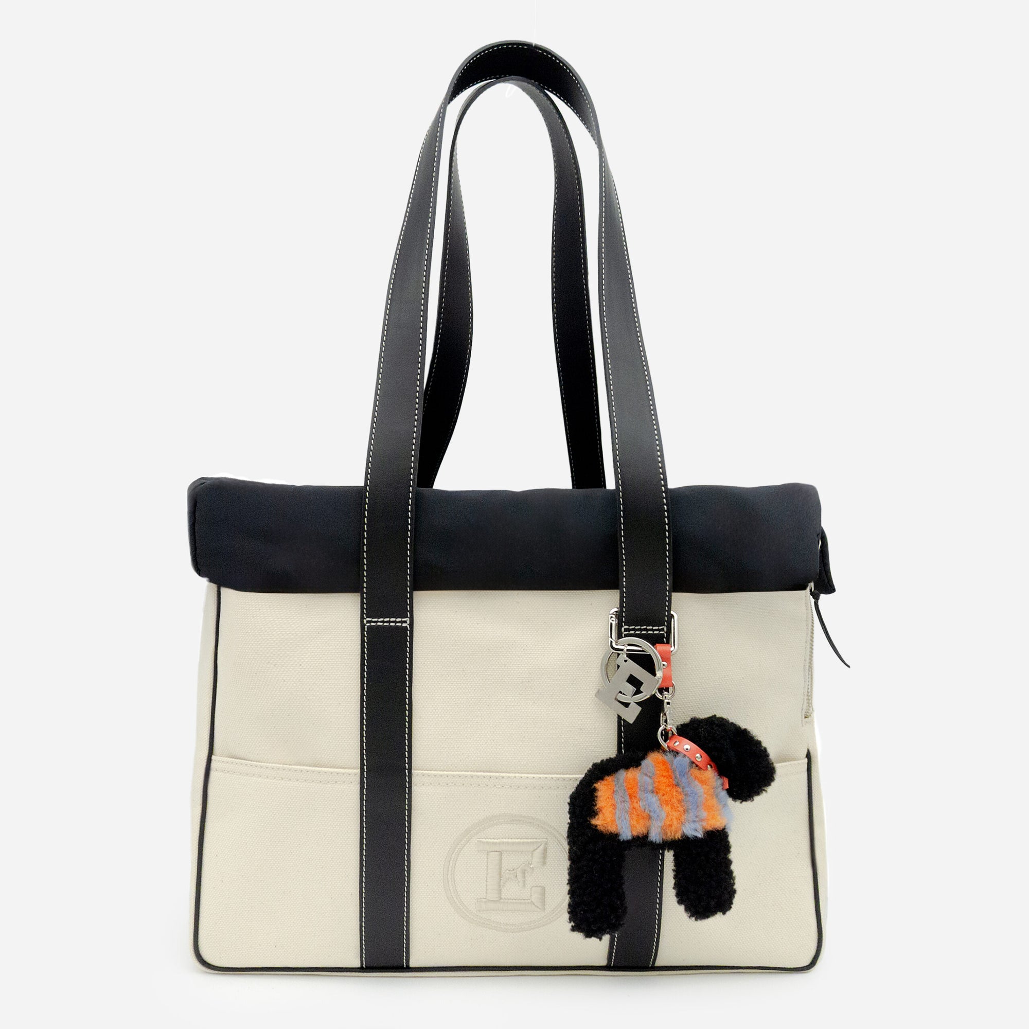 Emma Firenze: Natural Canvas & Black Leather Dog Carrier