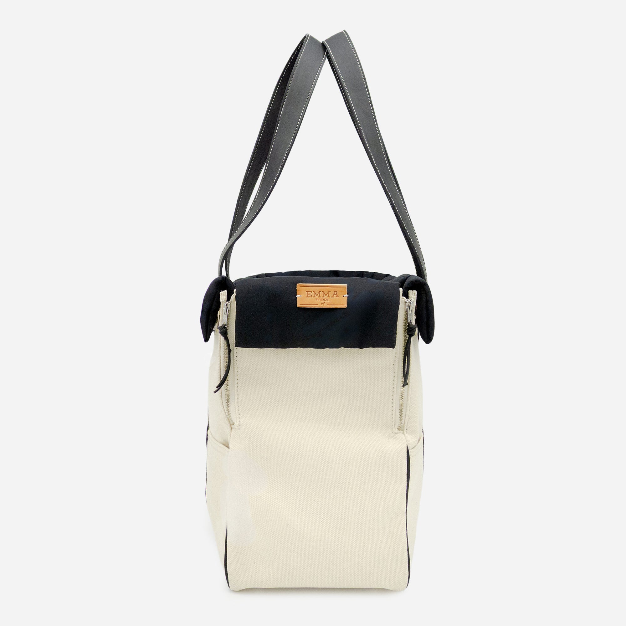 Emma Firenze: Natural Canvas & Black Leather Dog Carrier
