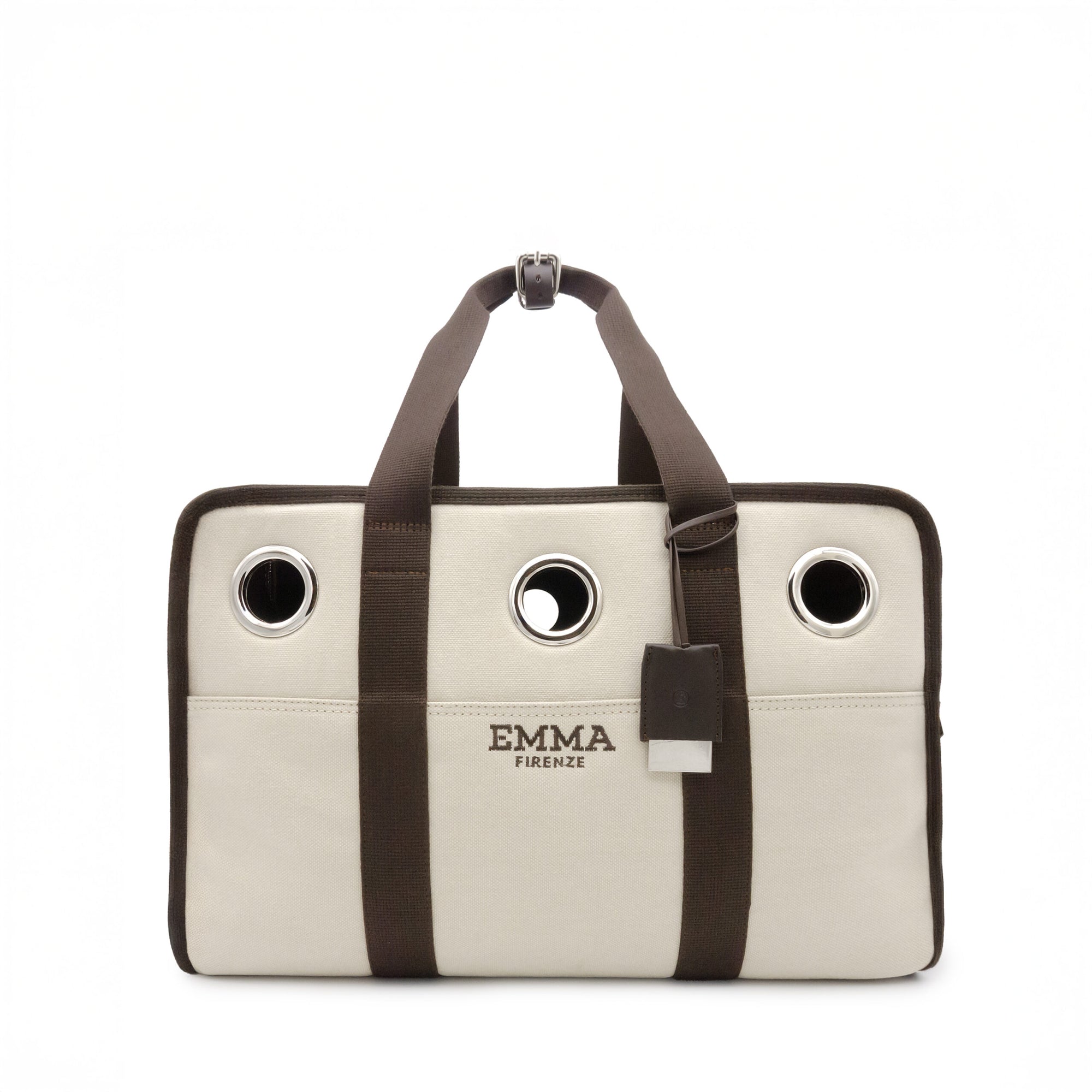 Emma Firenze: Dark Brown & Canvas Airline Dog Carrier