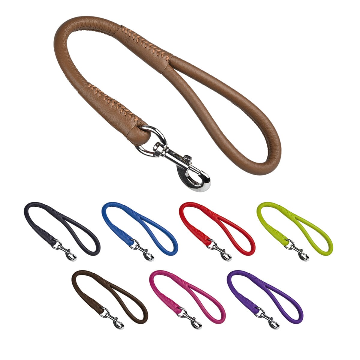 Dogline Soft Leather Round Traffic Dog Lead