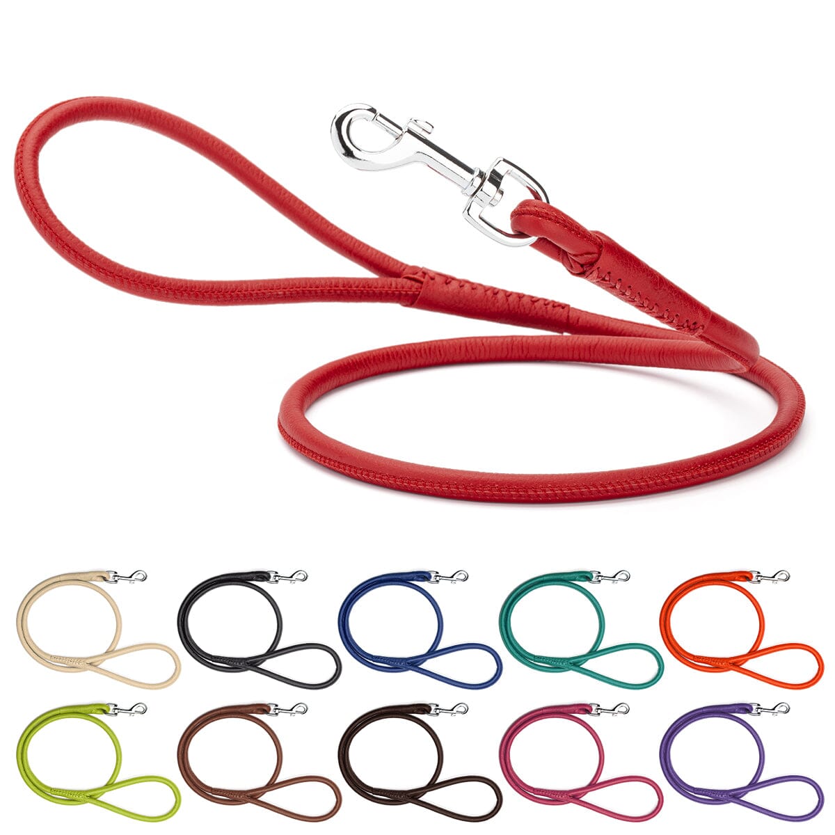Dogline Soft Leather Round Dog Lead