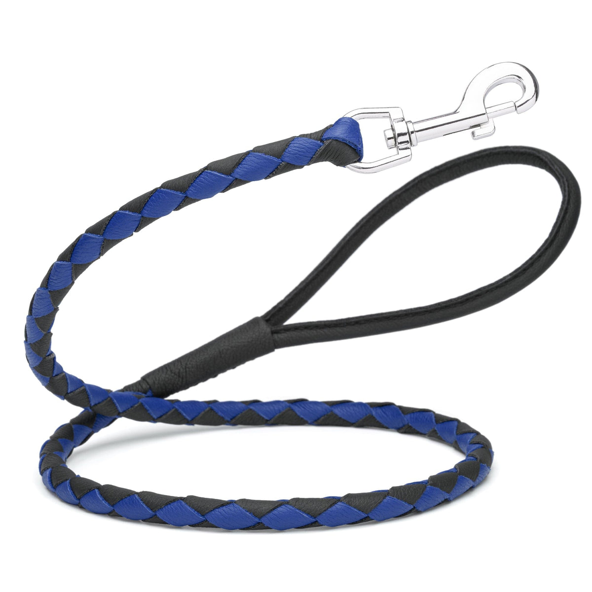 Dogline Soft Leather Dual-Color Braided Round Dog Lead