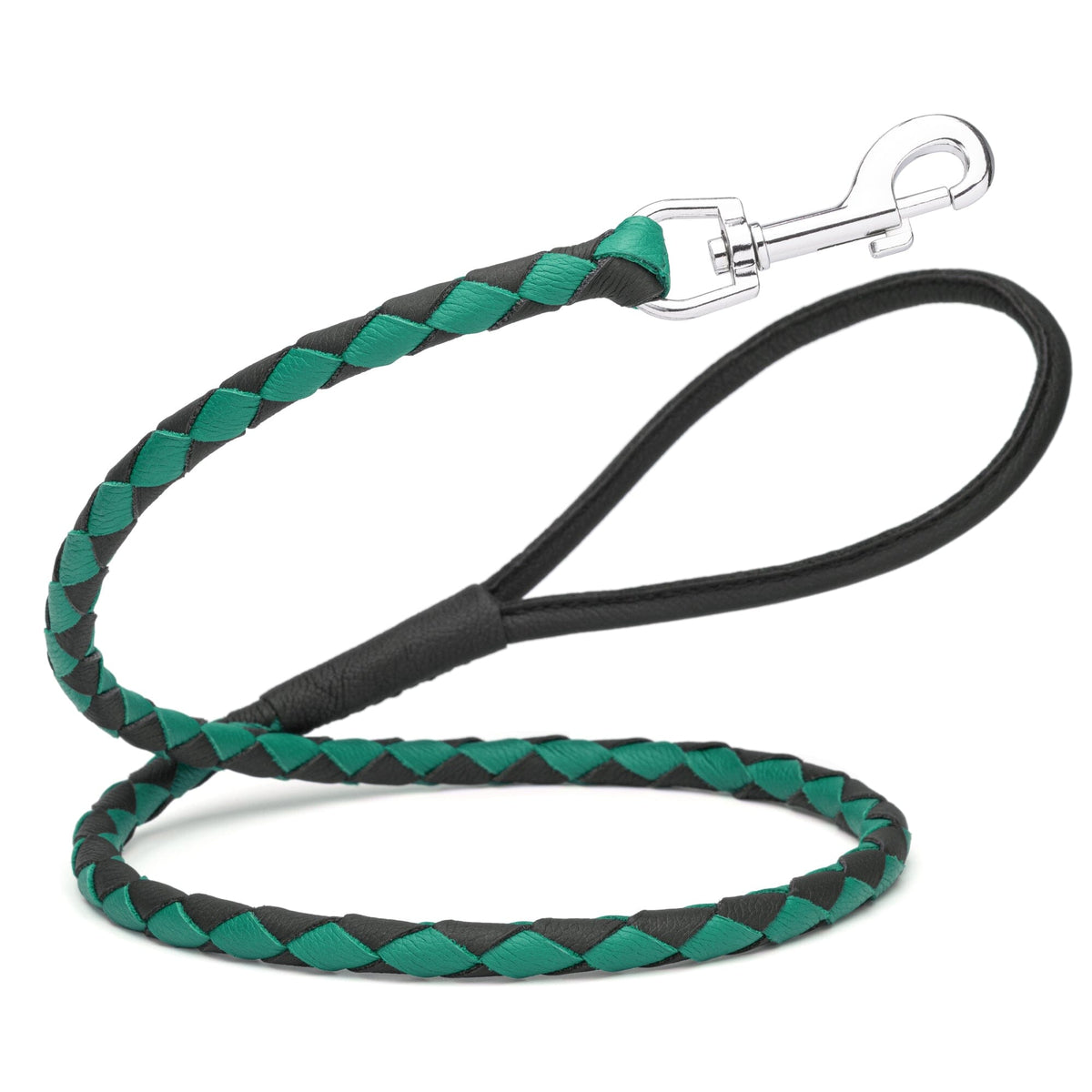 Dogline Soft Leather Dual-Color Braided Round Dog Lead
