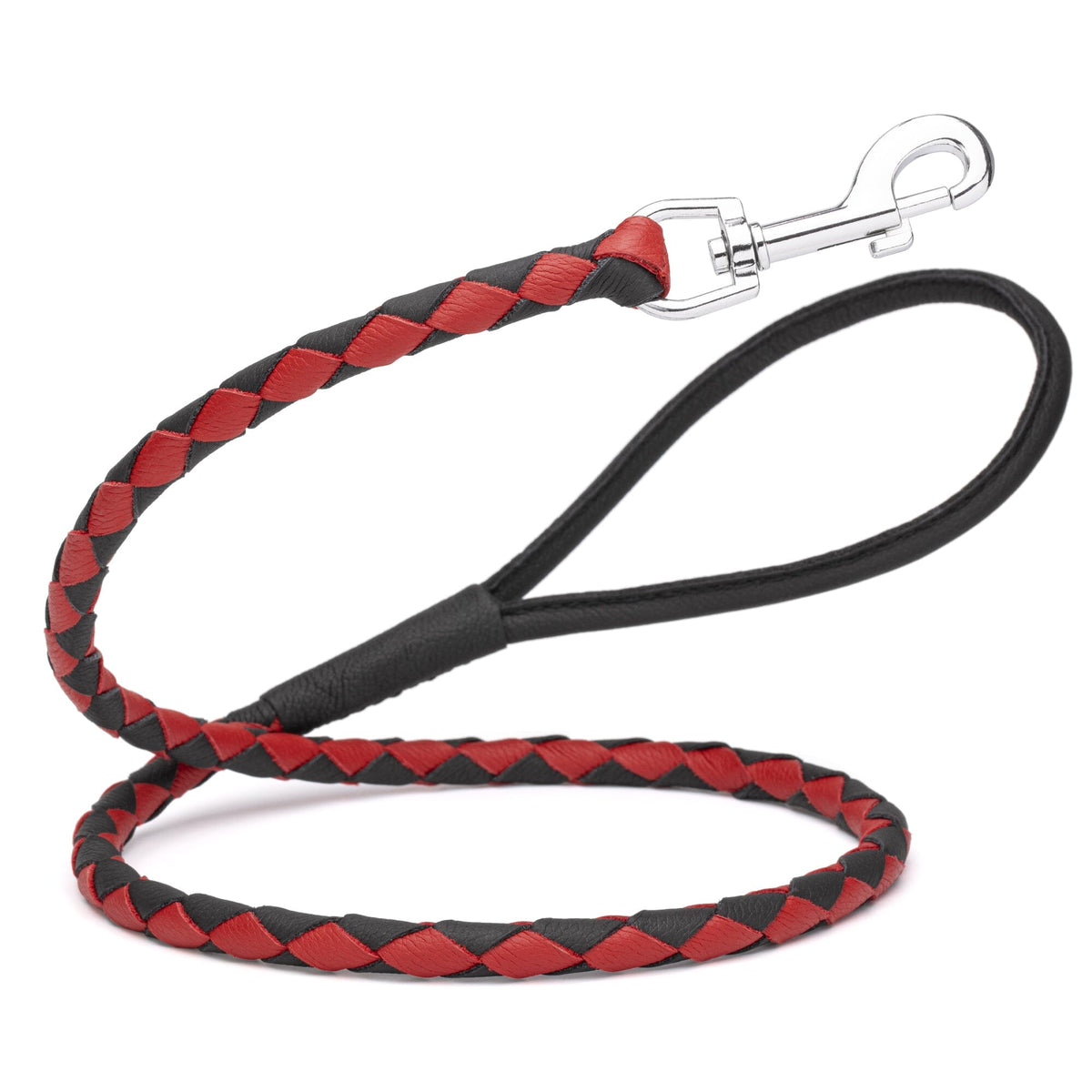 Dogline Soft Leather Dual-Color Braided Round Dog Lead