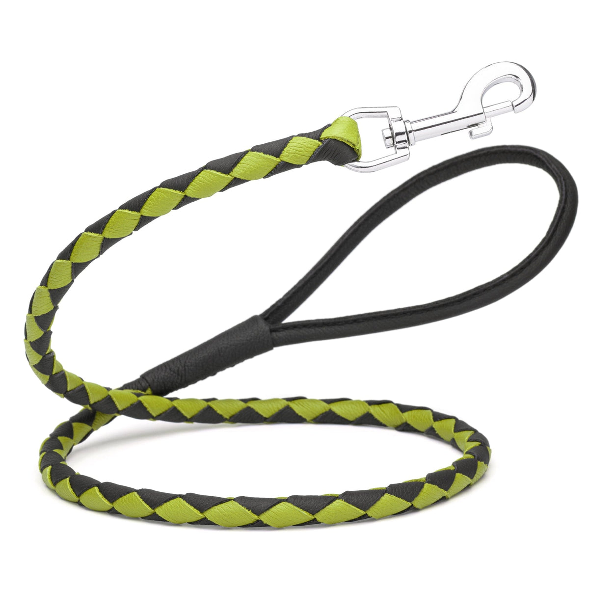 Dogline Soft Leather Dual-Color Braided Round Dog Lead