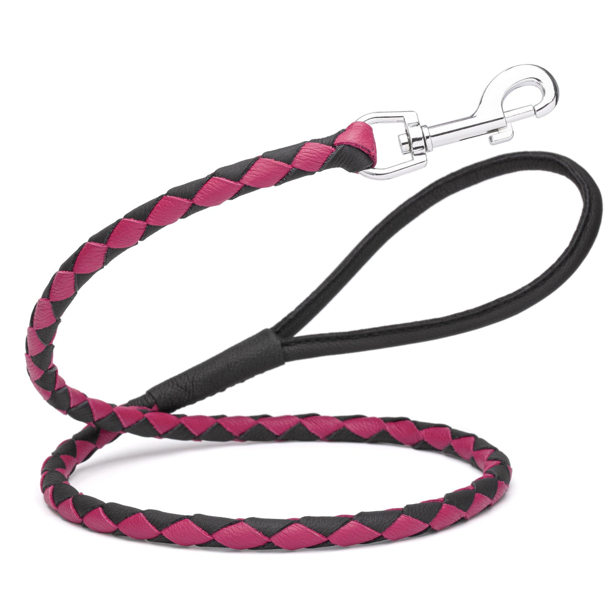 Dogline Soft Leather Dual-Color Braided Round Dog Lead