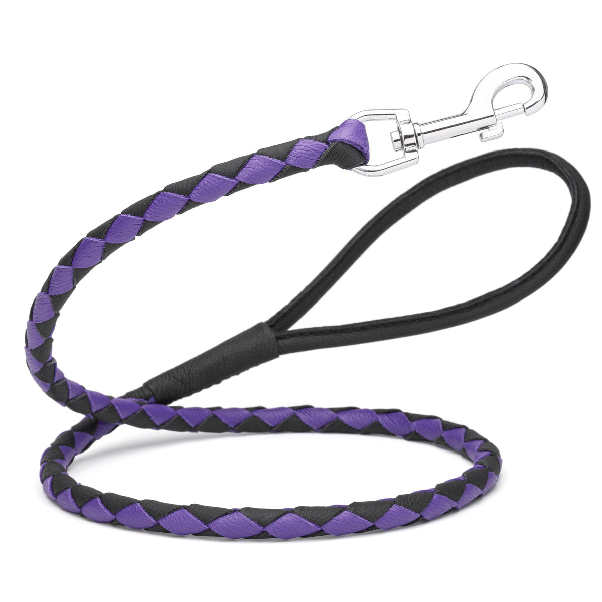 Dogline Soft Leather Dual-Color Braided Round Dog Lead