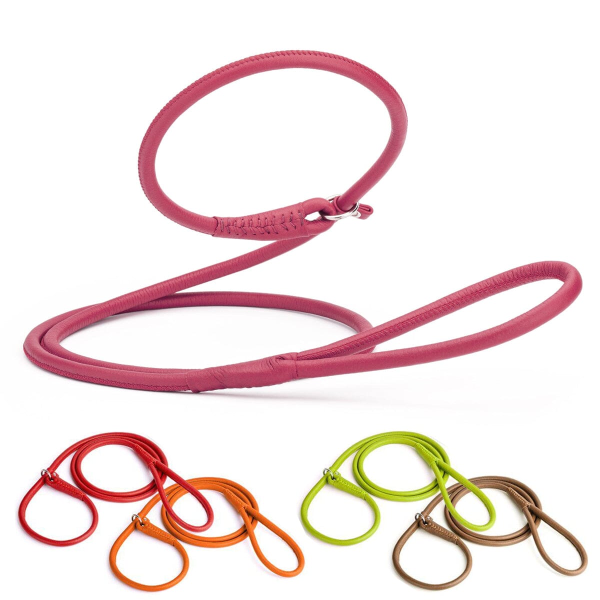 Dogline Soft Leather Round Slip Dog Lead for Dogs