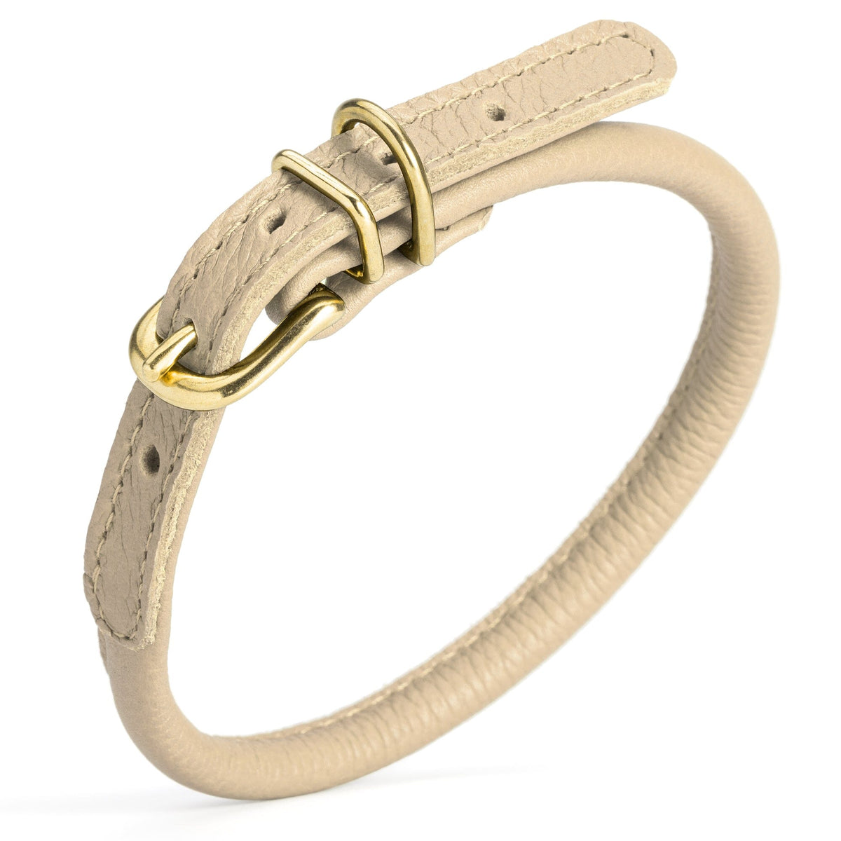 Dogline Soft Rolled Leather Dog Collar with Brass Hardware