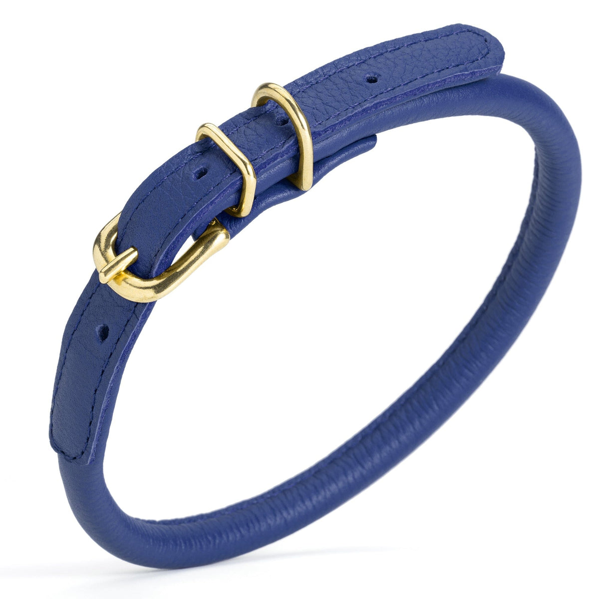 Dogline Soft Rolled Leather Dog Collar with Brass Hardware