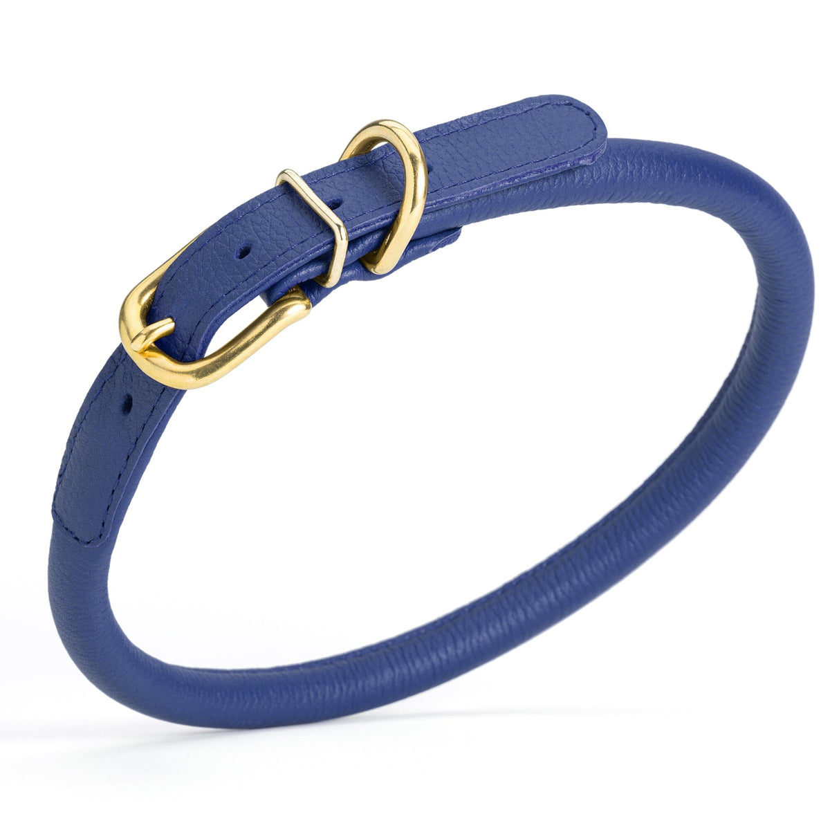 Dogline Soft Rolled Leather Dog Collar with Brass Hardware