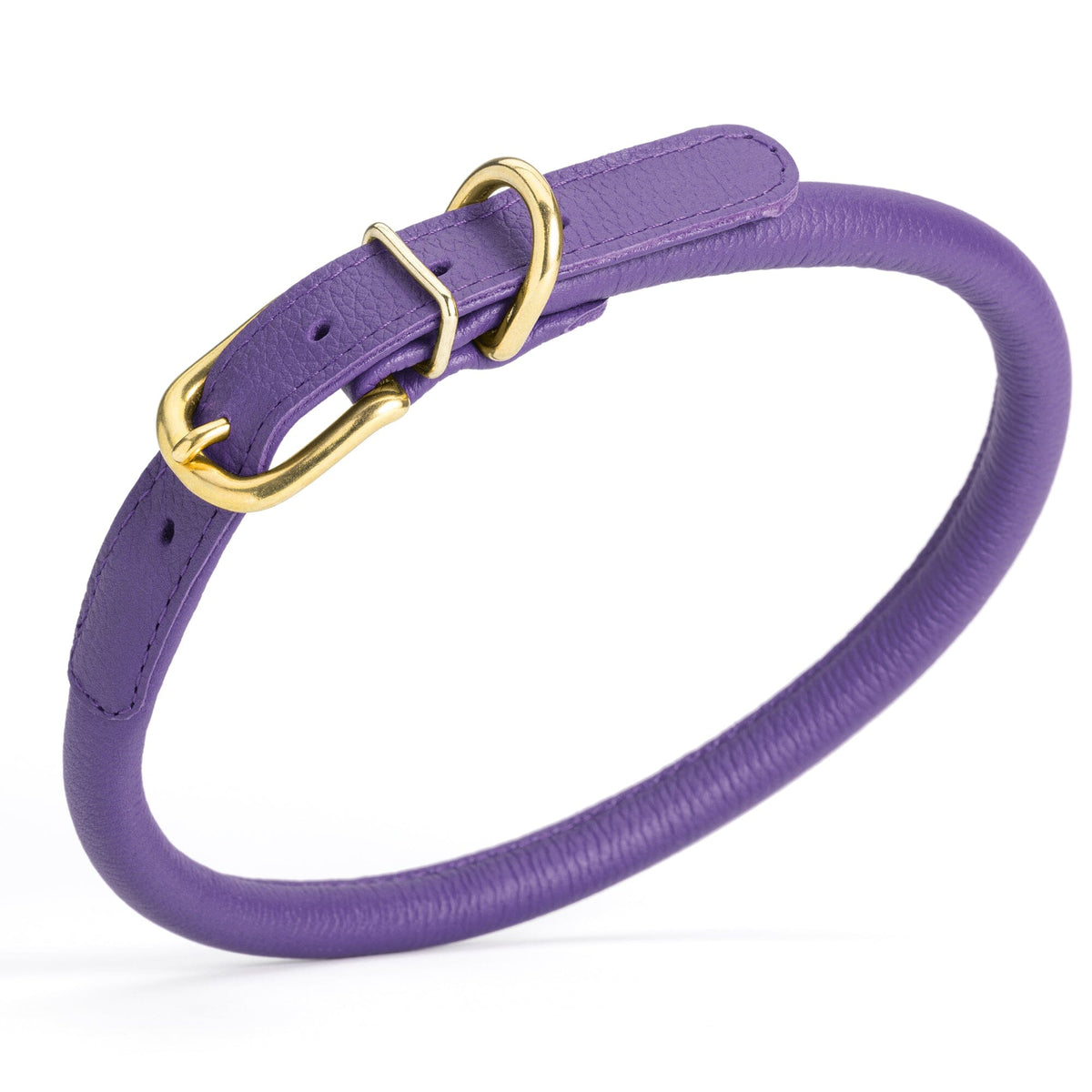 Dogline Soft Rolled Leather Dog Collar with Brass Hardware