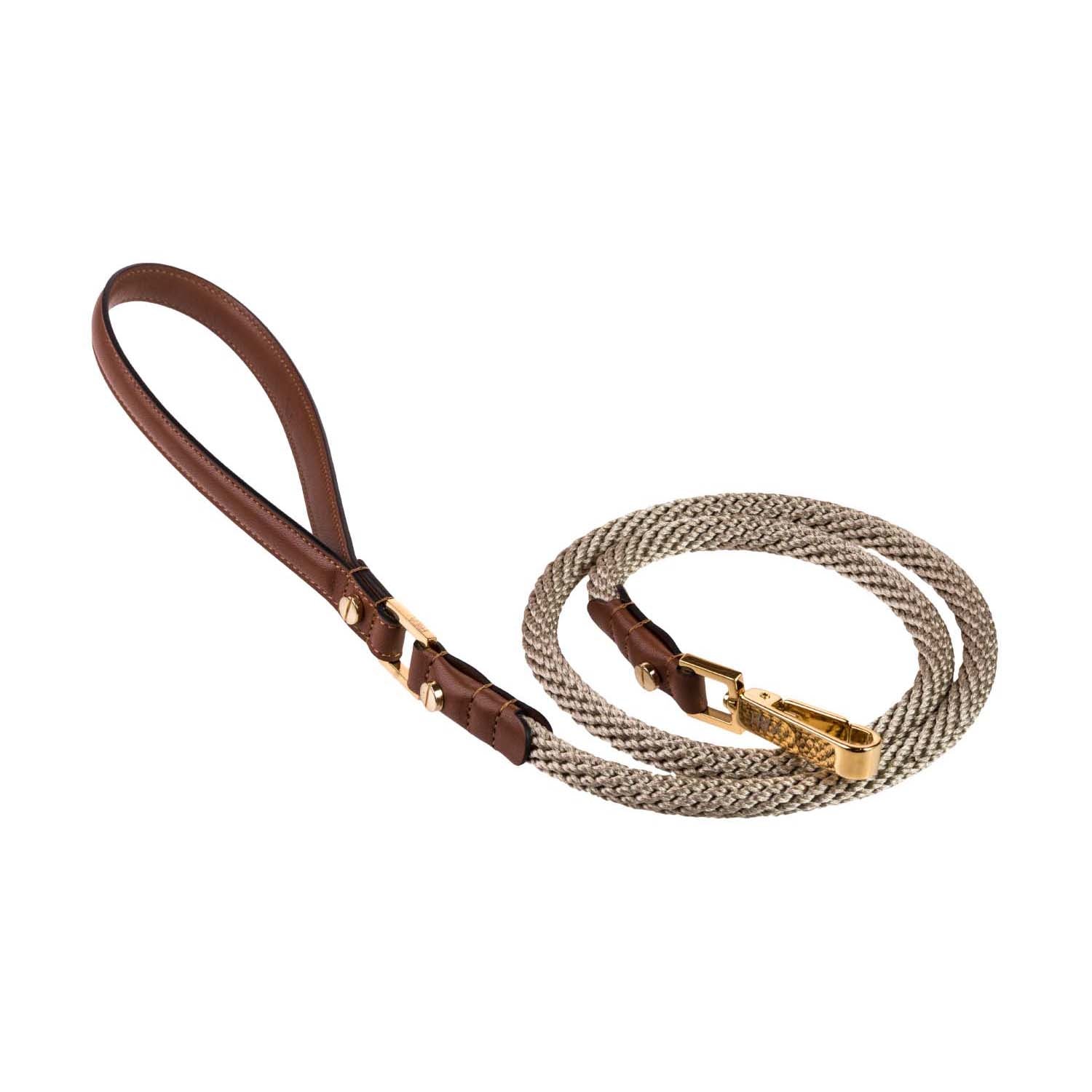 Leather Dog Leash in Brown - Rope, Made in Italy