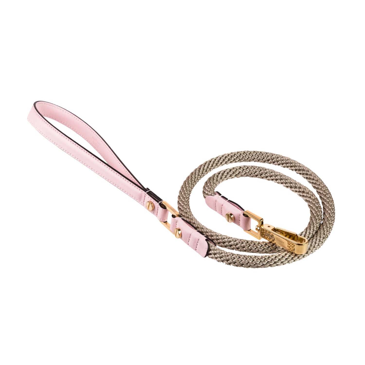 Leather Dog Leash in Pink - Rope, Made in Italy