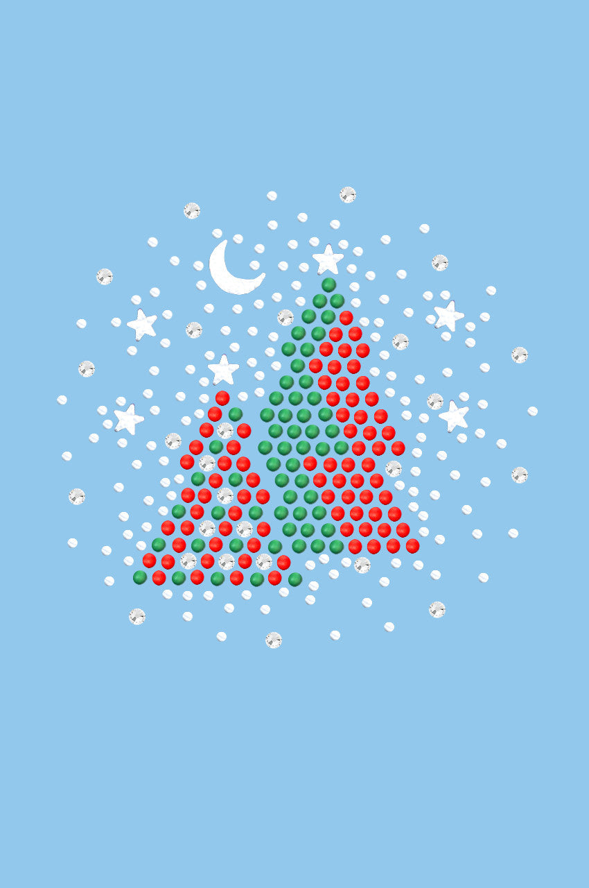 Red & Green Christmas Trees with Austrian crystal Snowflakes - Womens T-shirt