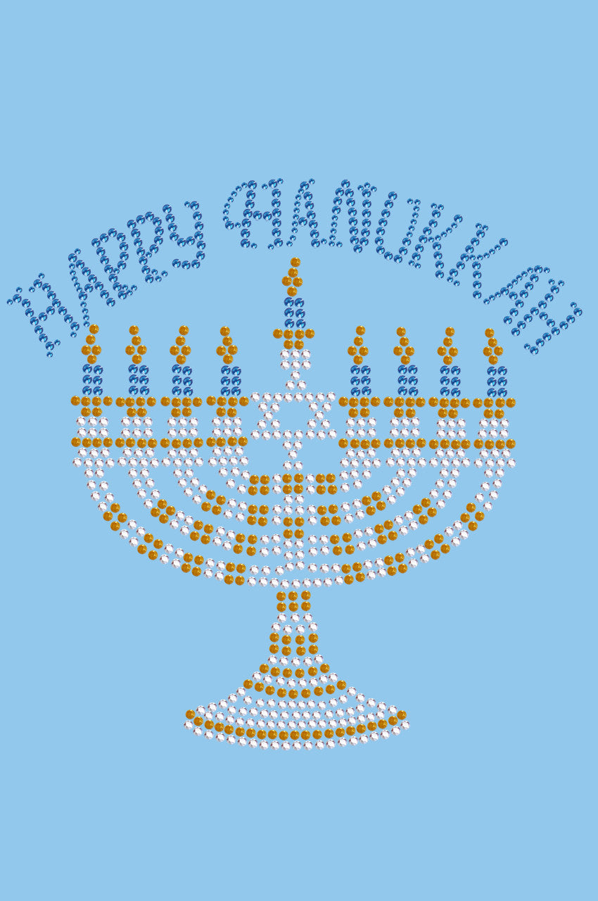 Menorah - Large (Blue, Silver, & Gold) - Womens T-shirt