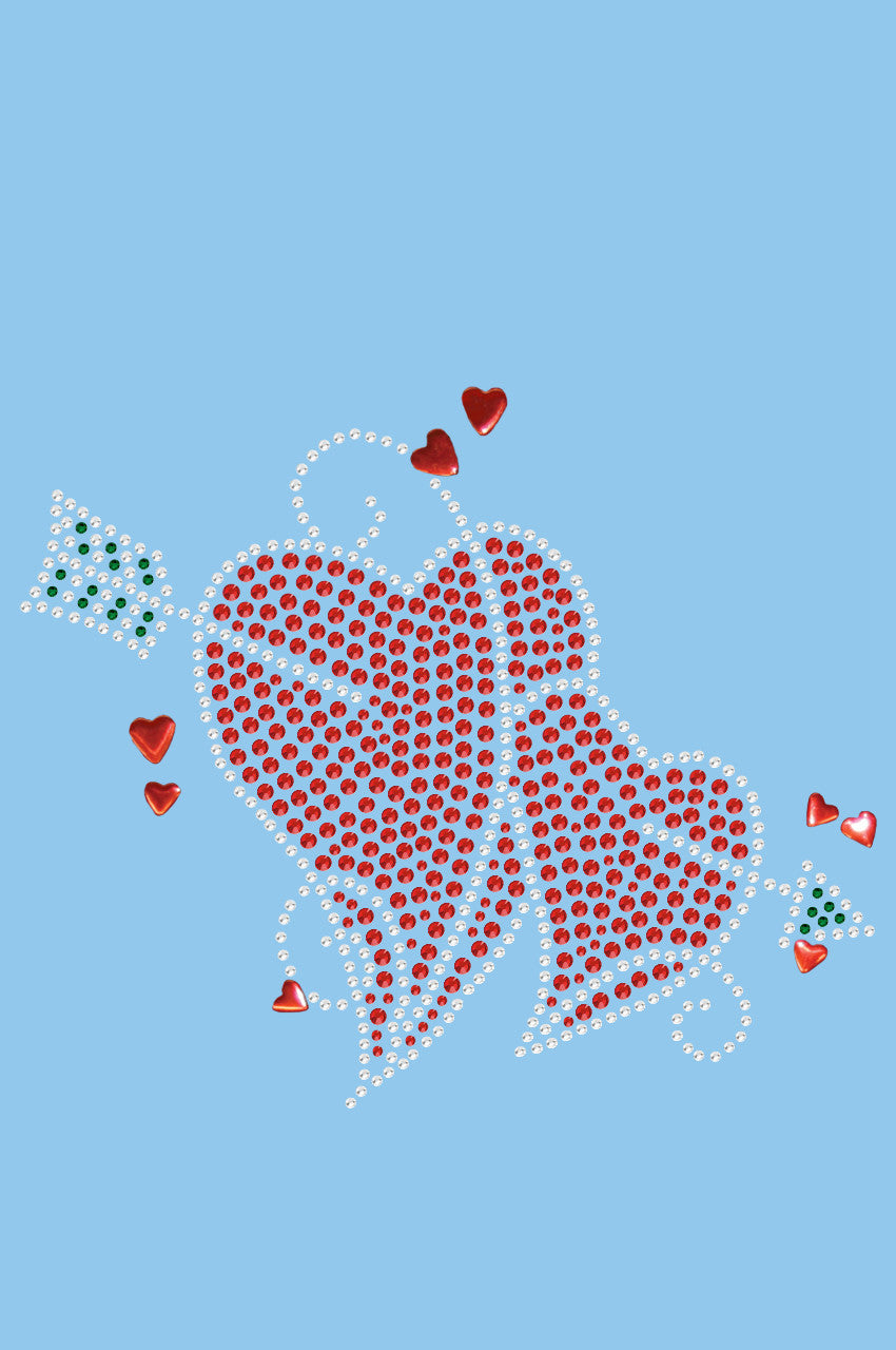 Red Rhinestone Hearts with Arrow - Womens T-shirt