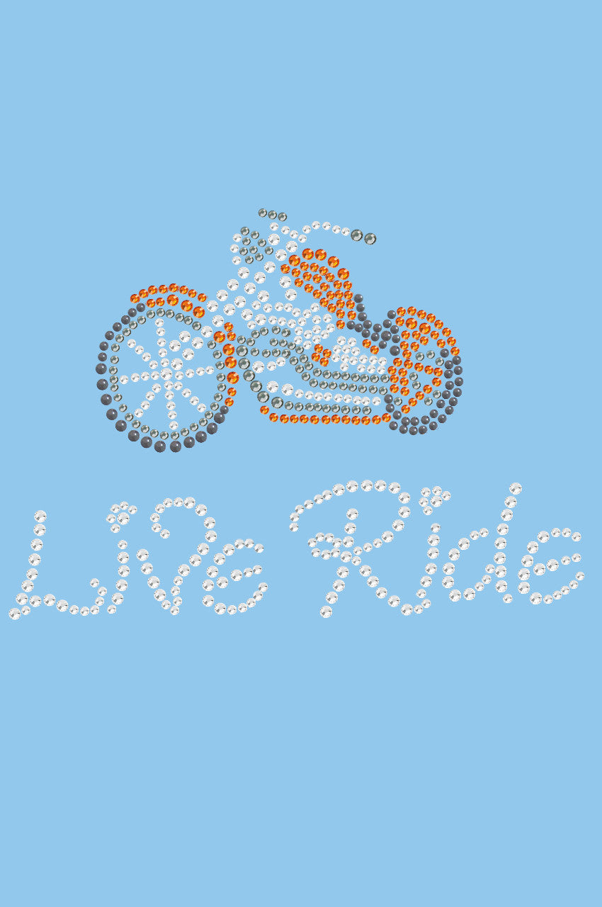 Live - Ride - Orange Motorcycle - Womens T-shirt