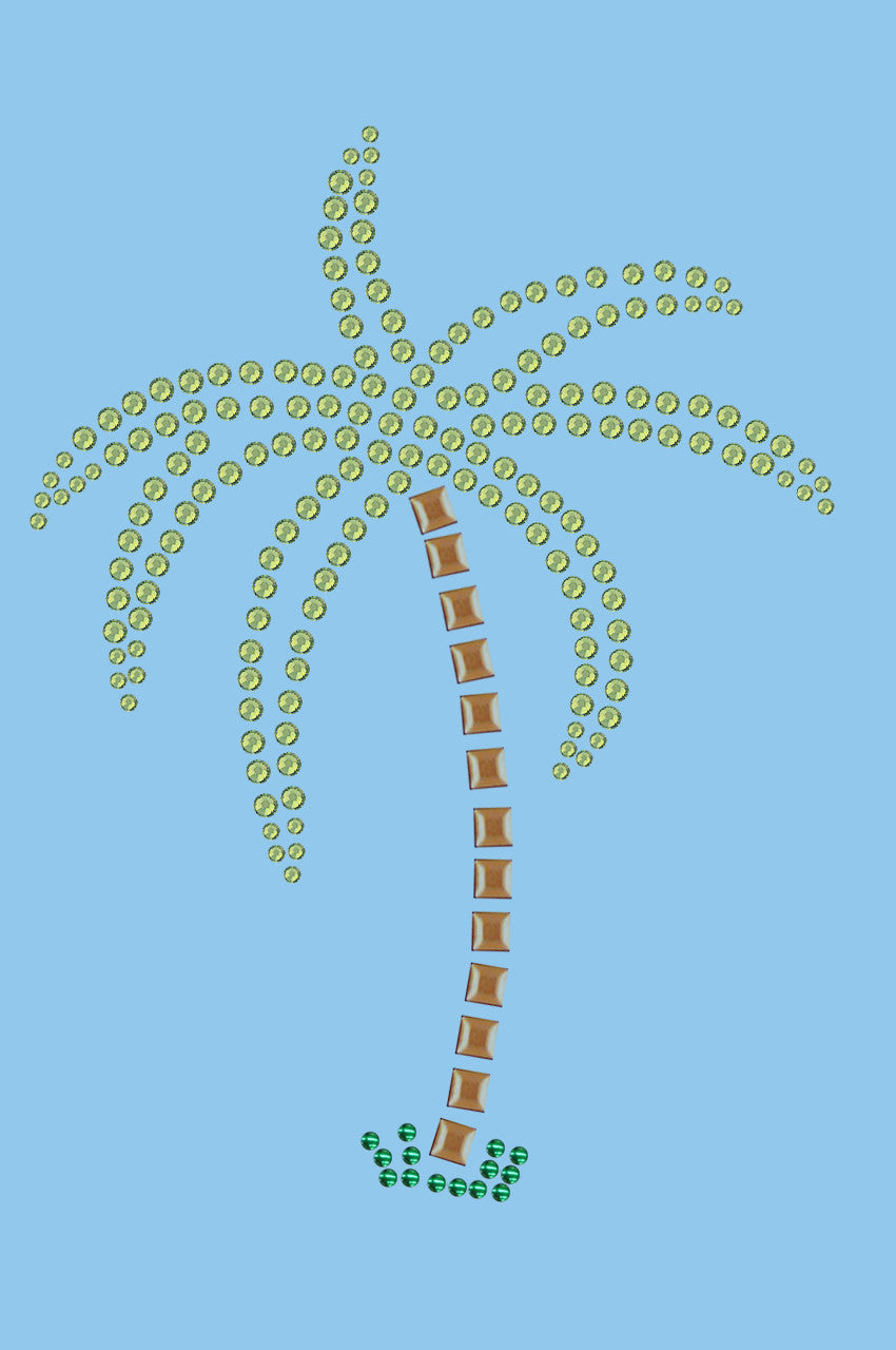 Palm Tree (Green Rhinestones) - Womens T-shirt