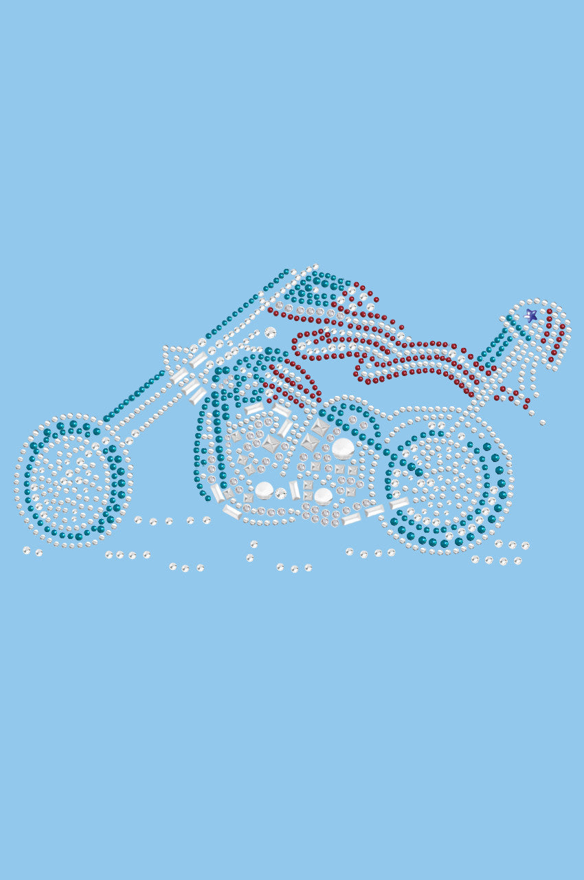 Motorcycle - Red, White, & Turquoise - Womens T-shirt