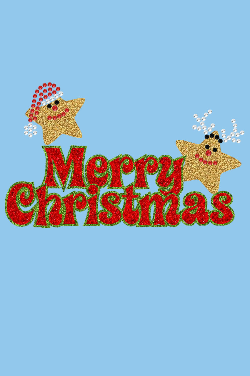 Merry Christmas Glitter Stars - Womens T-shirt