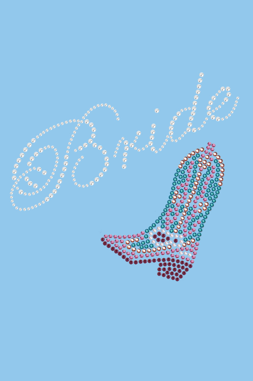 Bride with Pink/Turquoise Cowboy Boot- Womens T-shirt