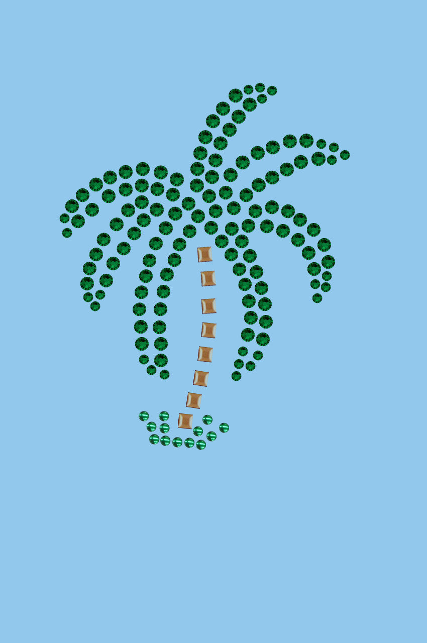 Palm Tree (Green Rhinestones - Small) - Women's T-shirt