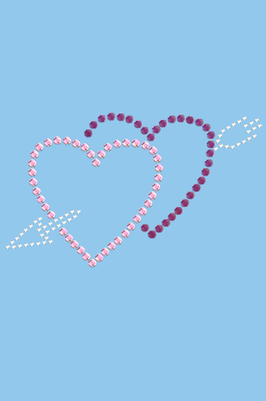 Pink & Purple Hearts with Arrow - Womens T-shirt