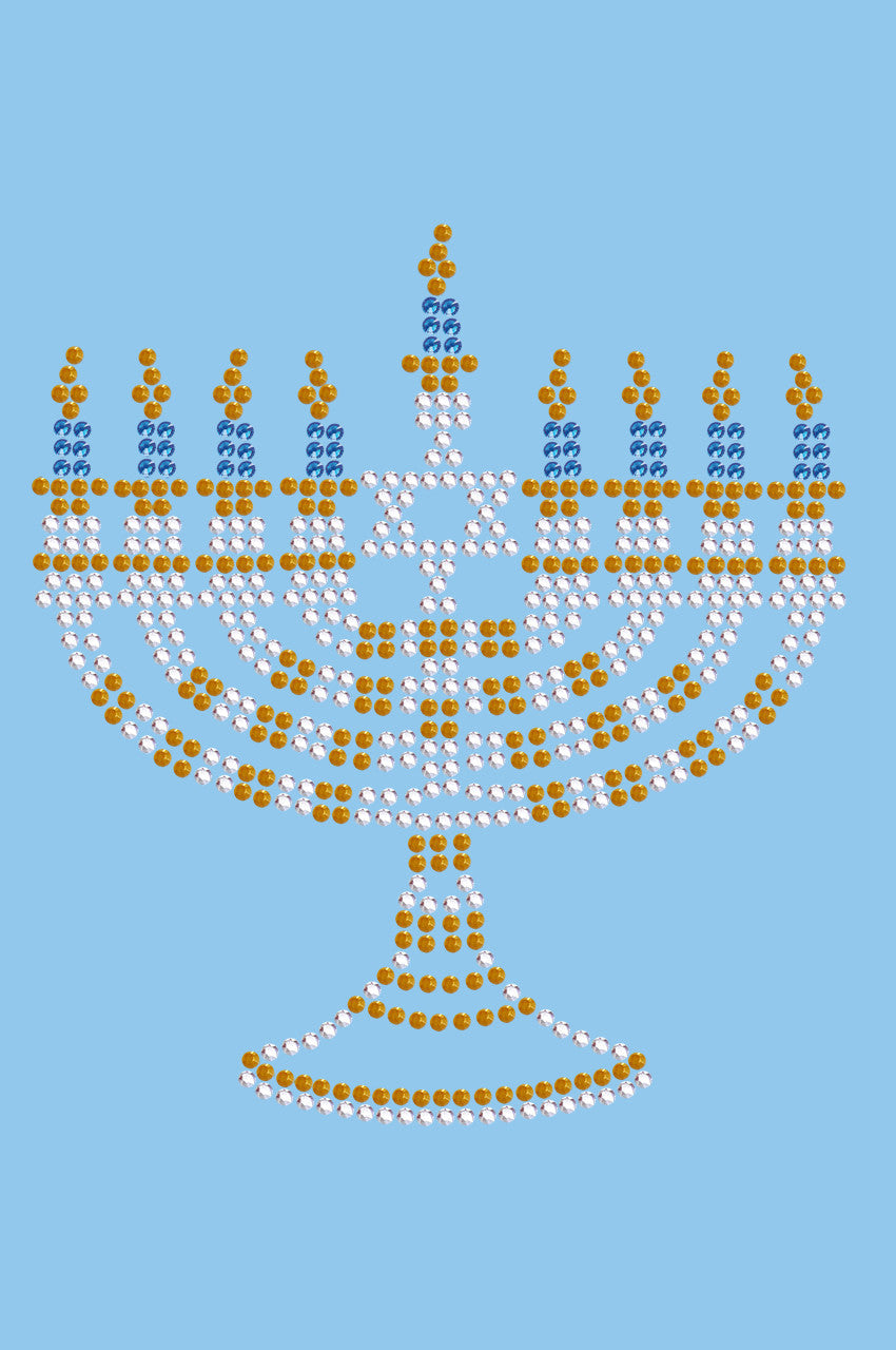 Menorah - Small (Blue, Silver, & Gold) - Women's T-shirt