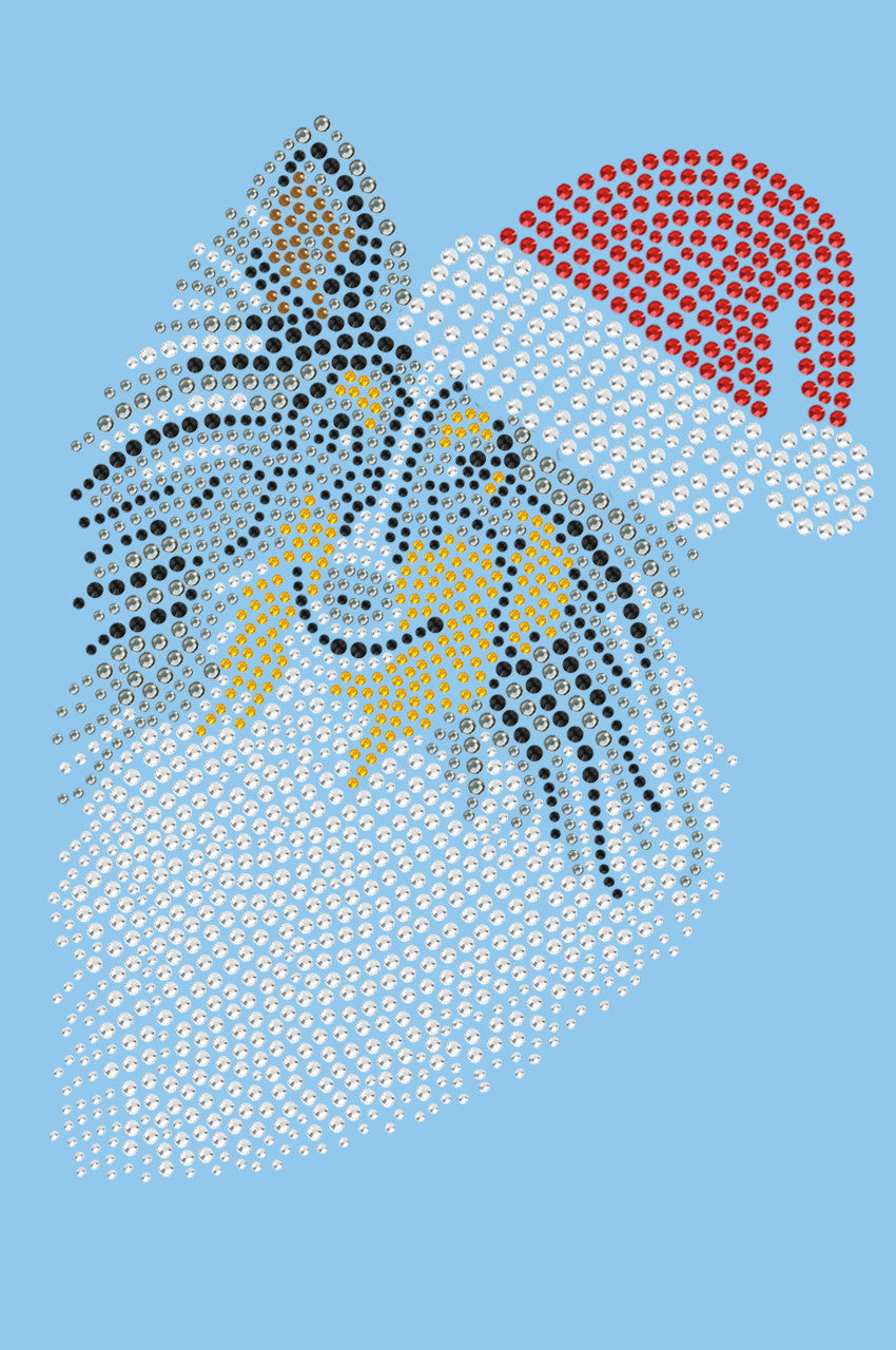Sheltie Face (Tri Color) with Santa Hat - Womens T-shirt