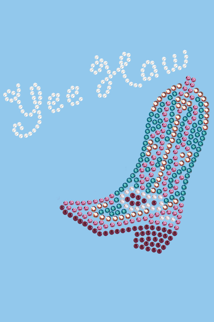 Boot (Pink & Turquoise) with Yee Haw - Womens T-shirt