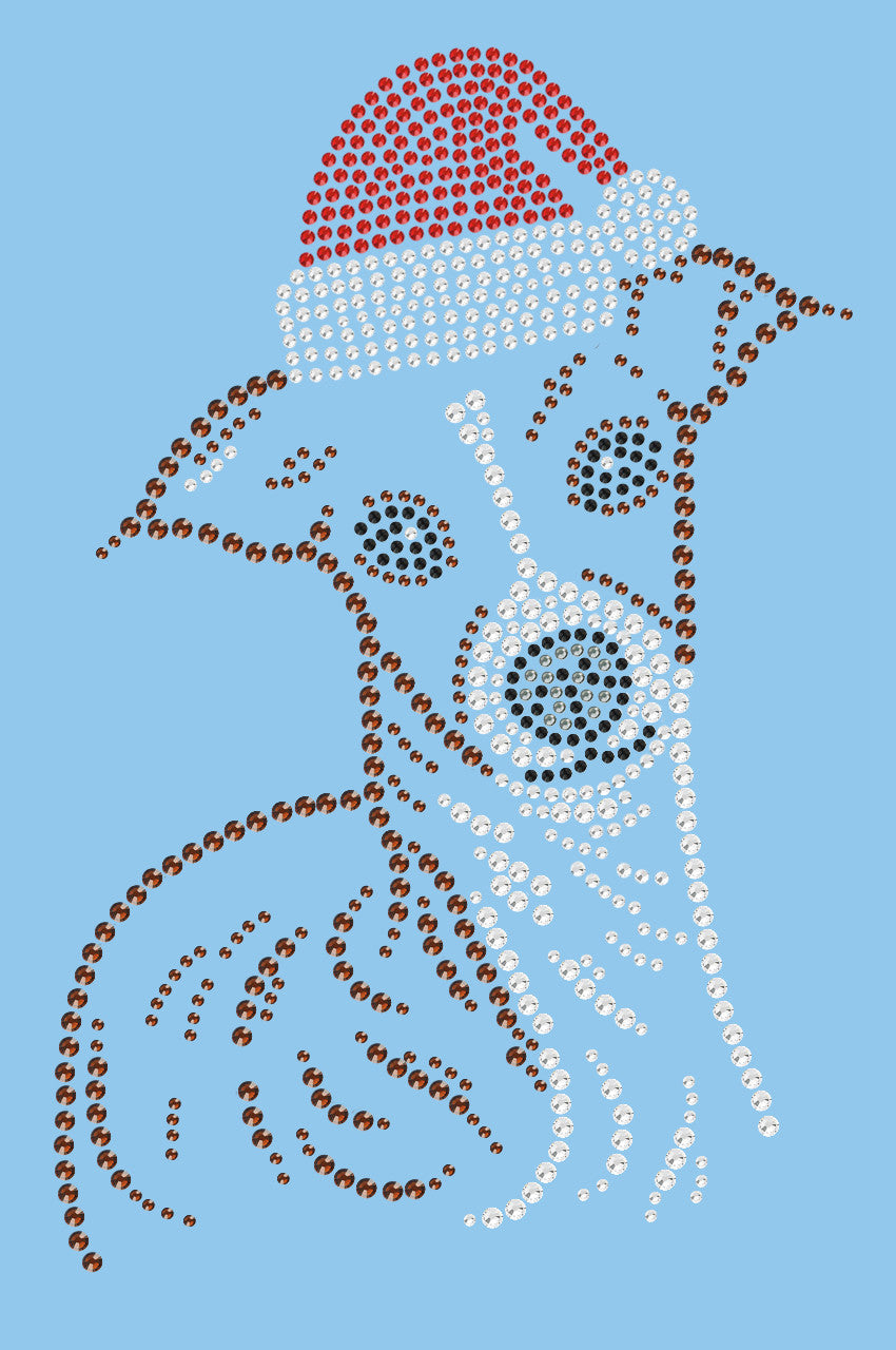 Italian Greyhound Face with Santa Hat - Womens T-shirt