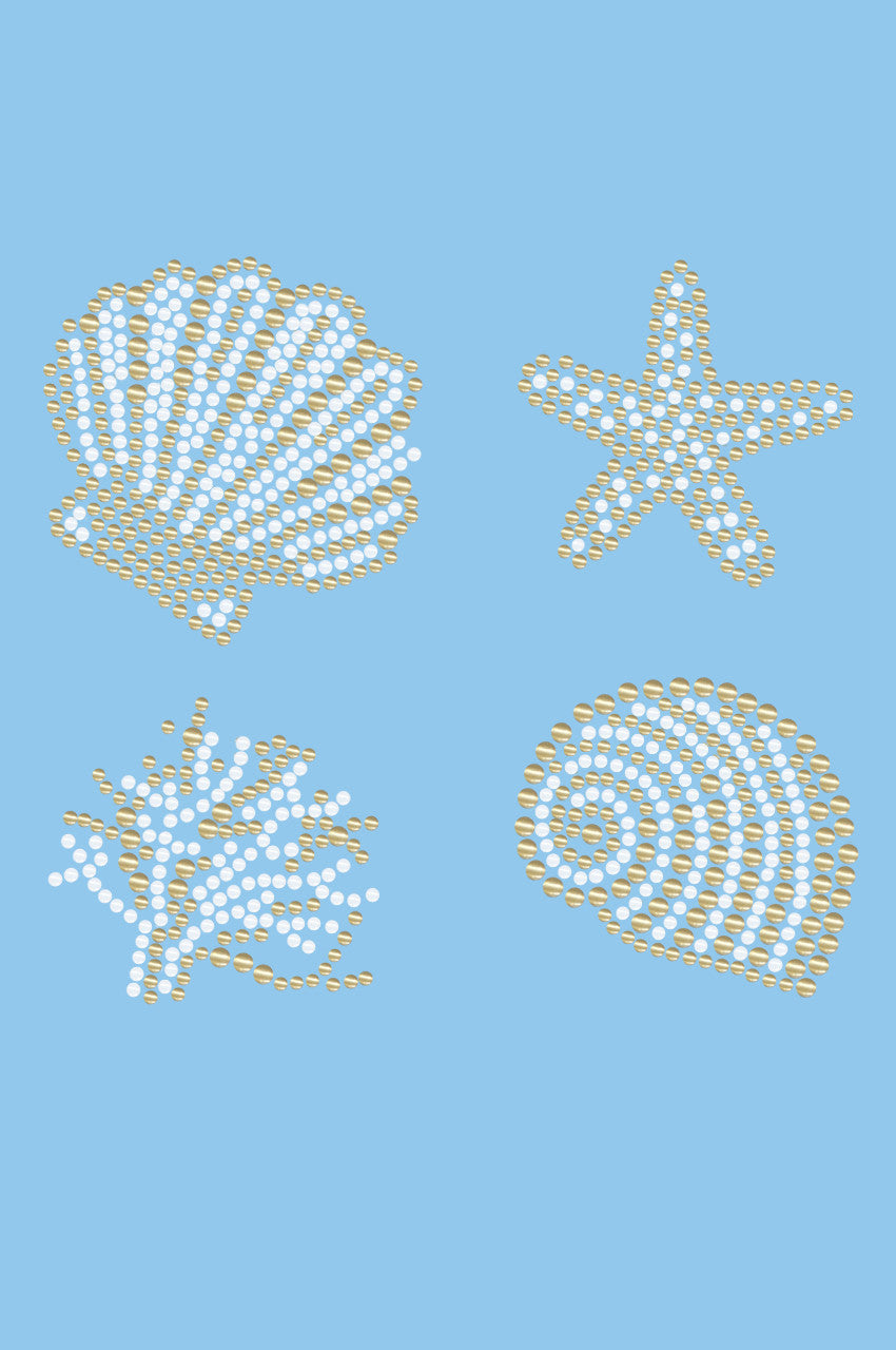 Gold & White Sea Shells - Bandanna