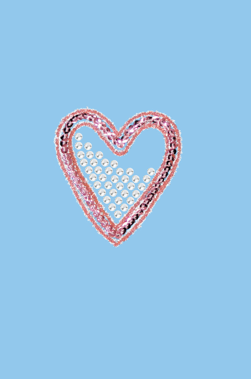 Pink Sequin & Rhinestone Heart - Womens T-shirt