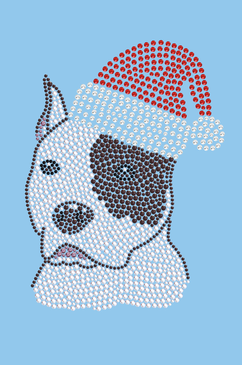 Pit Bull with Santa Hat - Womens T-shirt