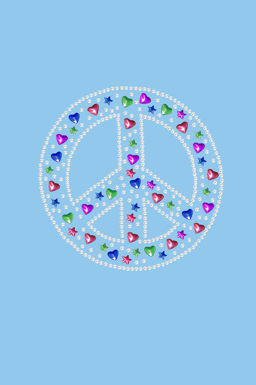 Peace Sign with Stars & Hearts - Womens T-shirt