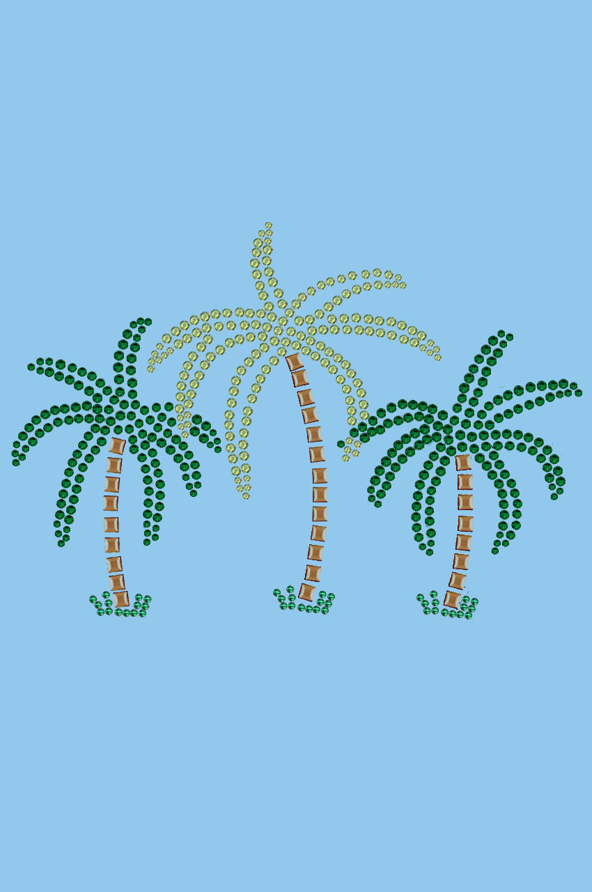 Palm Trees (Green Rhinestones) - Womens T-shirt
