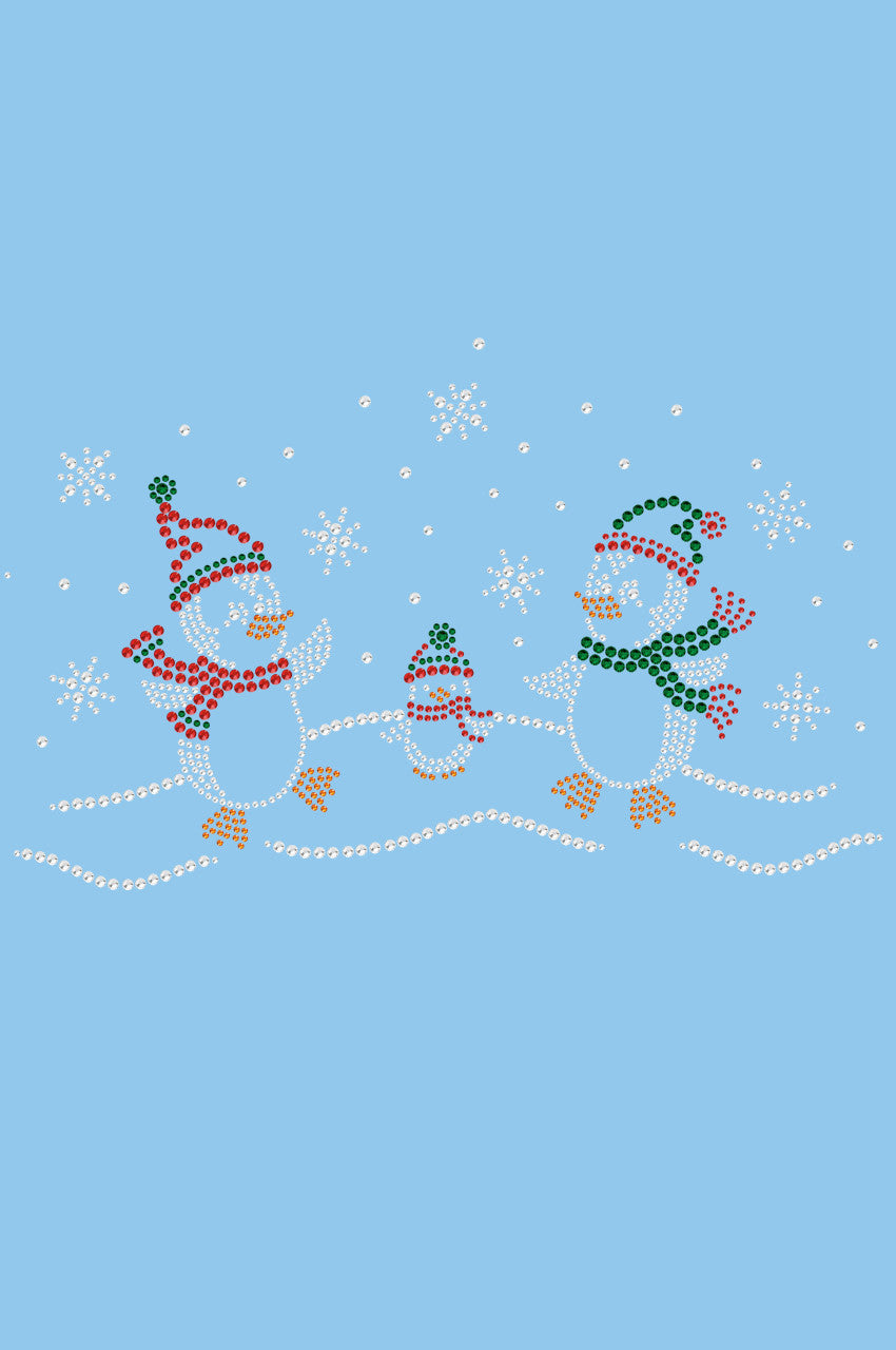 Penguin Family with Snowflakes - Womens T-shirt
