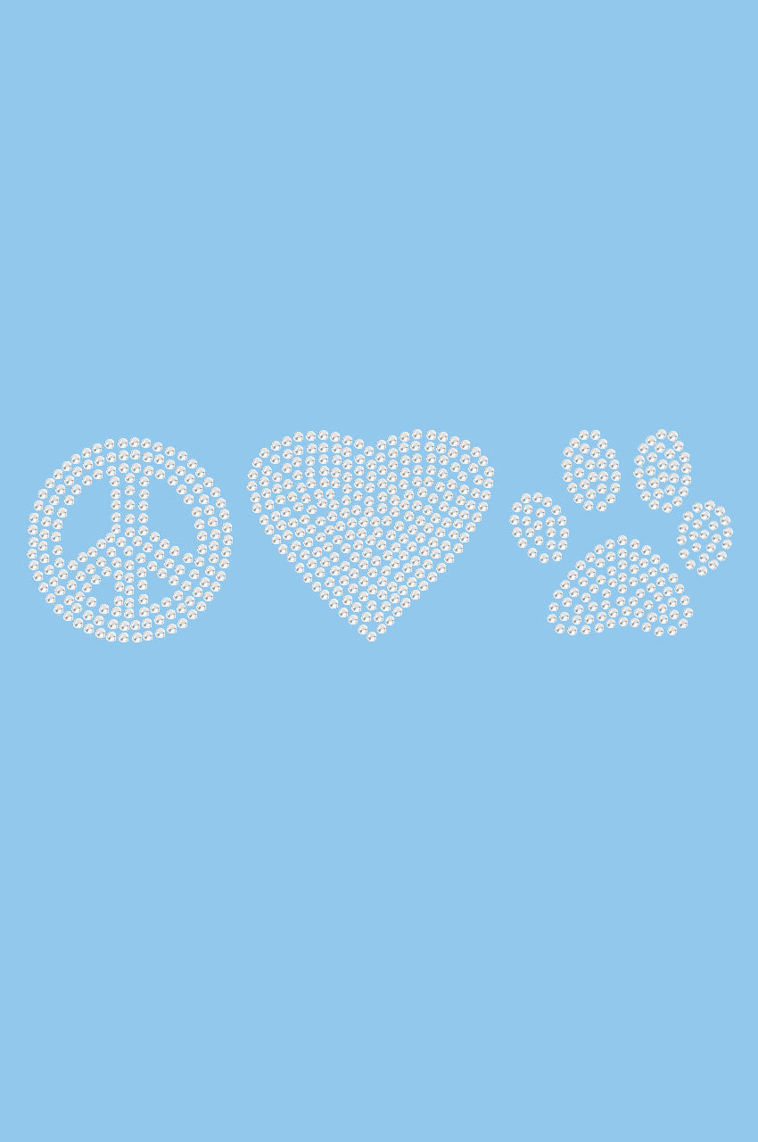 Peace, Love Paw (Rhinestone) - Womens T-shirt