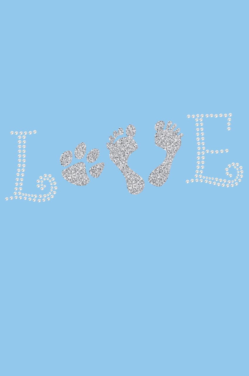 Love with Paw & Feet - Womens Tee