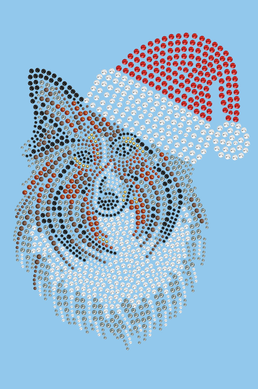 Sheltie Face with Santa Hat - Womens T-shirt