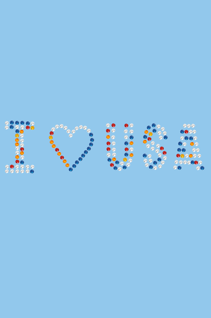 I Love USA (Multicolor Rhinestones) - Womens T-shirt