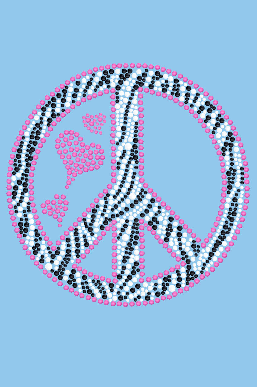 Peace Sign (Pink & Zebra Print) - Womens T-shirt