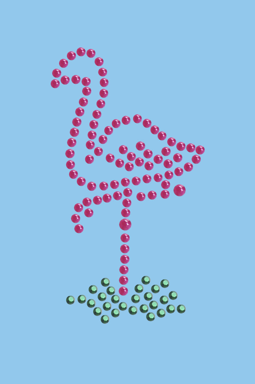 Pink Flamingo in Grass (Small) - Womens T-shirt