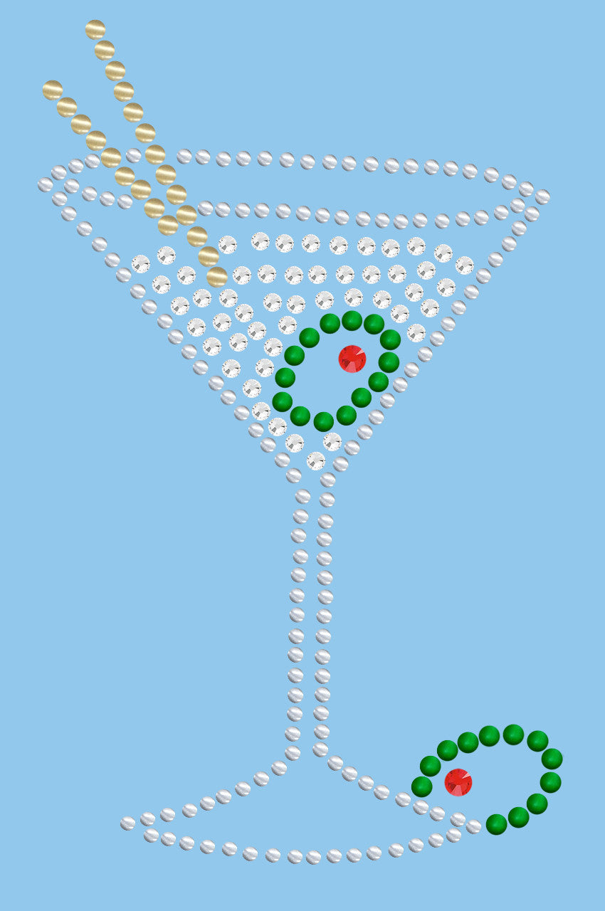 Martini (Silver Rhinestone)- Womens T-shirt
