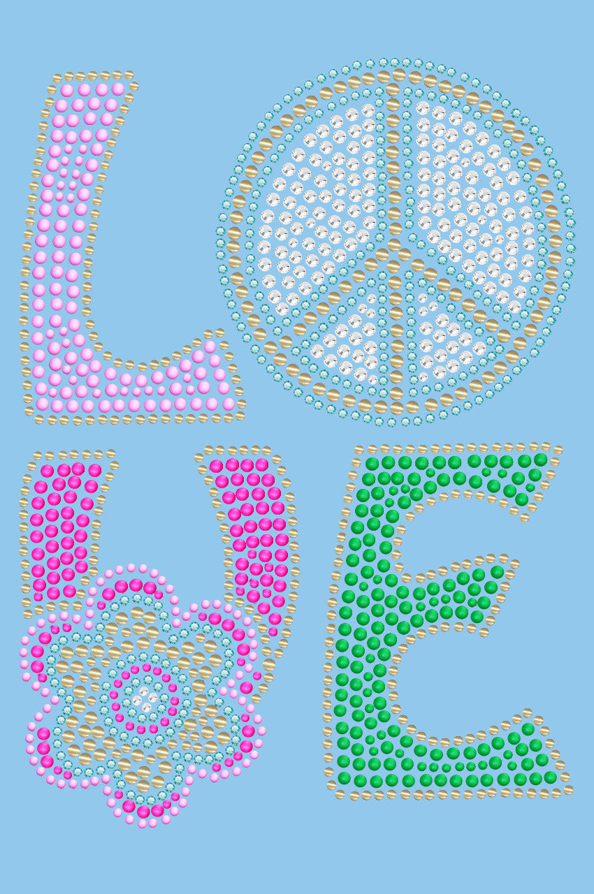 Love with Peace Sign & Flower - Womens T-shirt