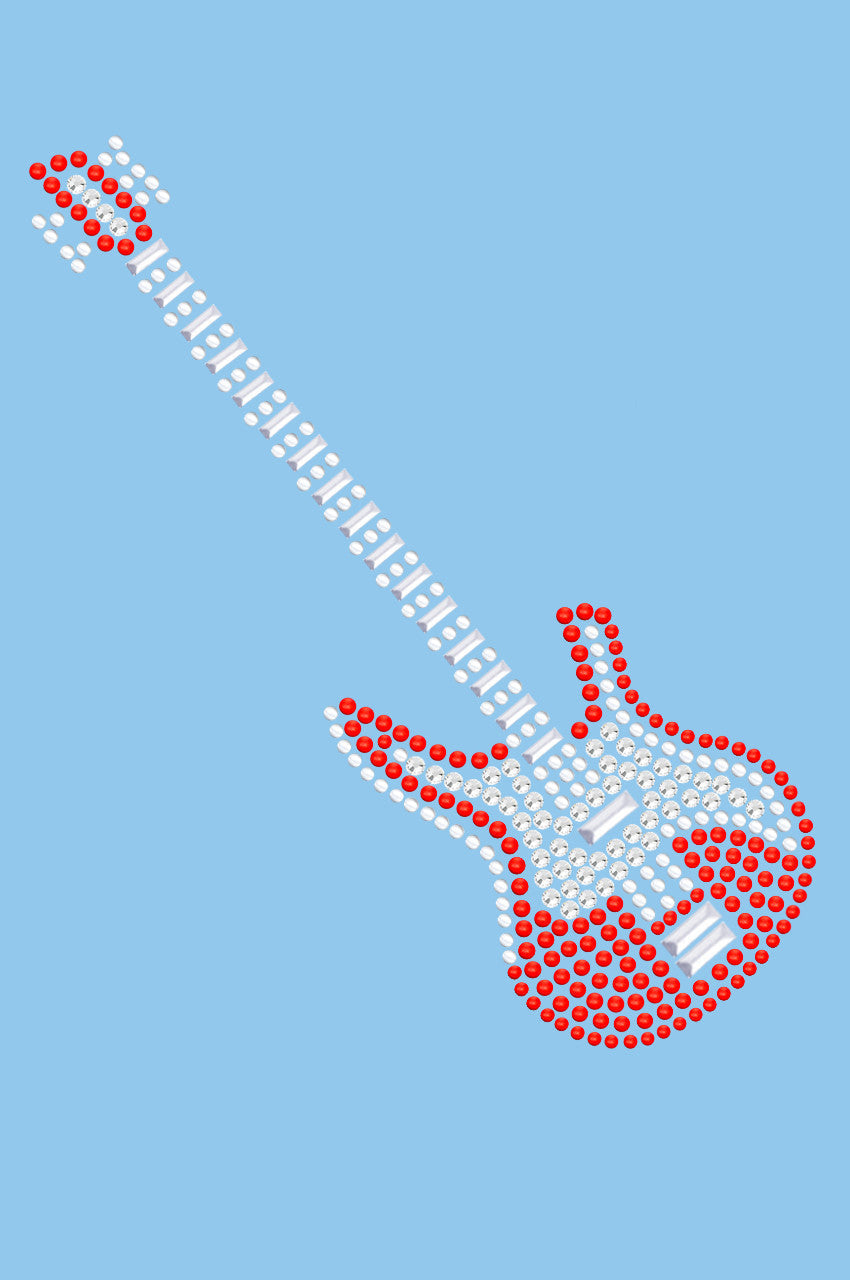 Guitar (Red Austrian crystal) - Womens T-shirt
